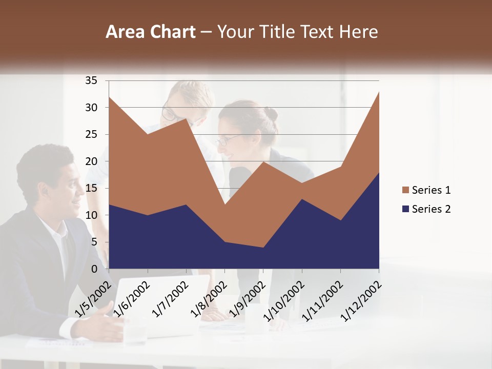 A Group Of People Sitting Around A Table With A Laptop PowerPoint Template