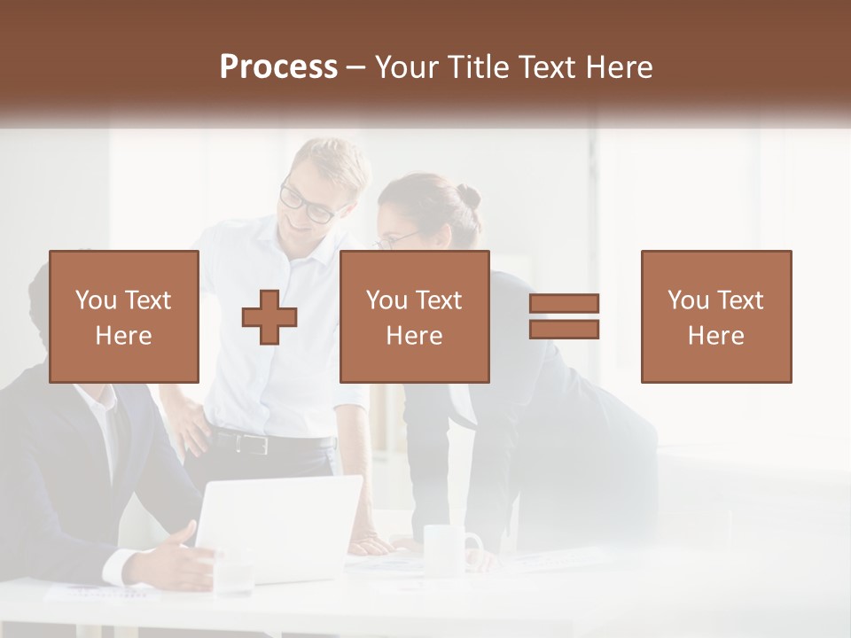 A Group Of People Sitting Around A Table With A Laptop PowerPoint Template