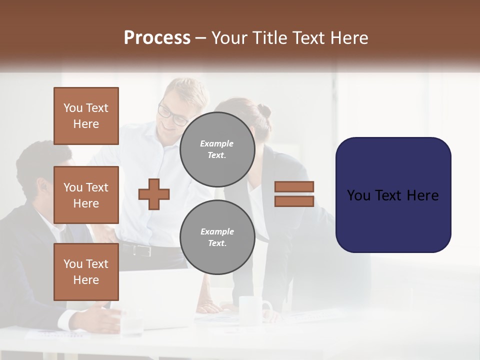 A Group Of People Sitting Around A Table With A Laptop PowerPoint Template