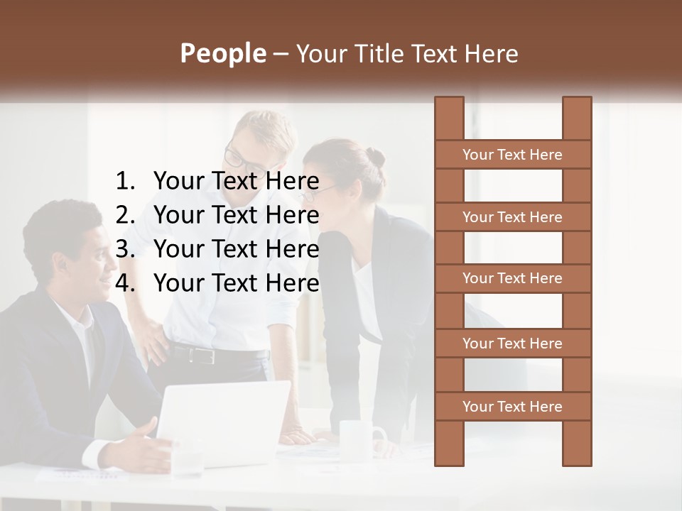 A Group Of People Sitting Around A Table With A Laptop PowerPoint Template