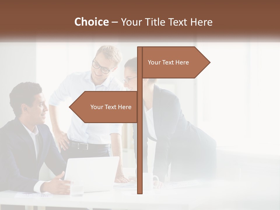 A Group Of People Sitting Around A Table With A Laptop PowerPoint Template