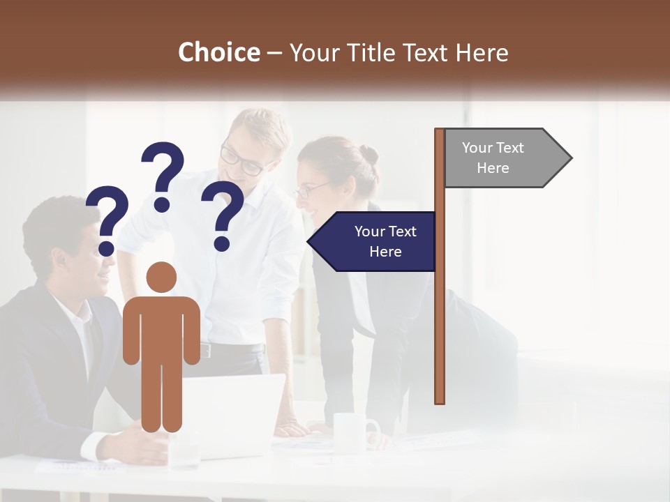 A Group Of People Sitting Around A Table With A Laptop PowerPoint Template