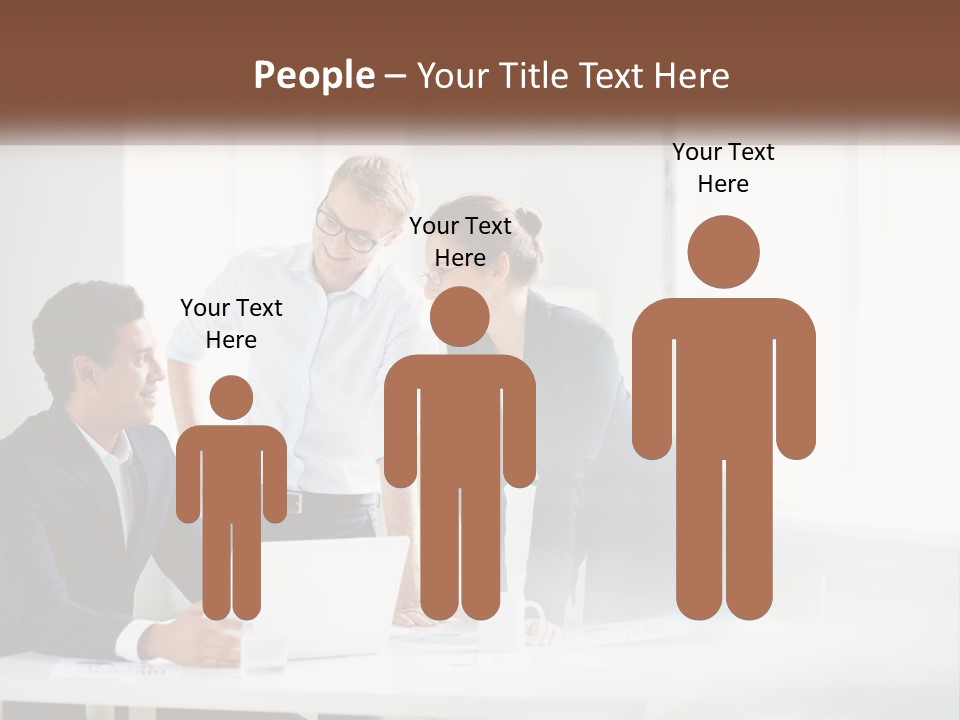 A Group Of People Sitting Around A Table With A Laptop PowerPoint Template