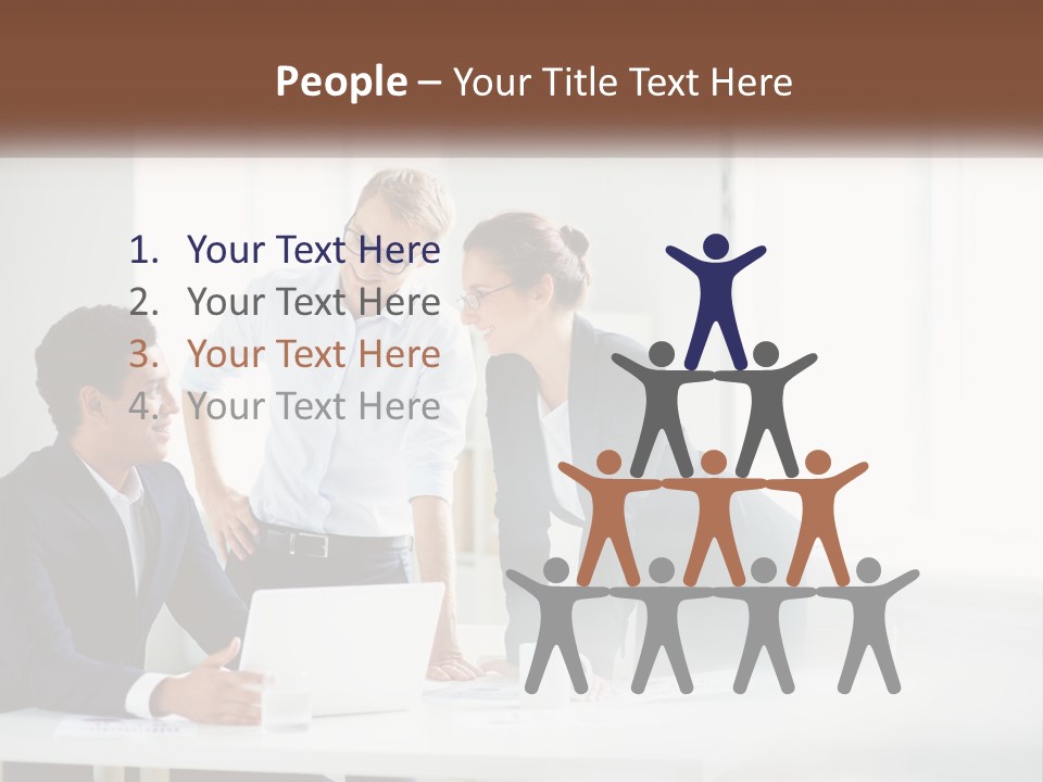 A Group Of People Sitting Around A Table With A Laptop PowerPoint Template