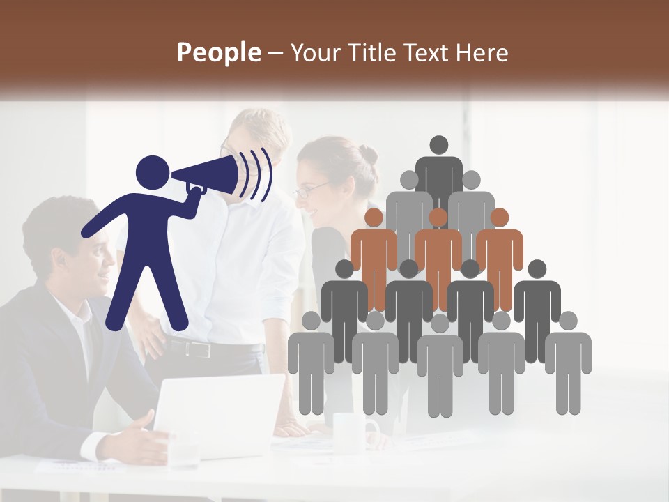 A Group Of People Sitting Around A Table With A Laptop PowerPoint Template