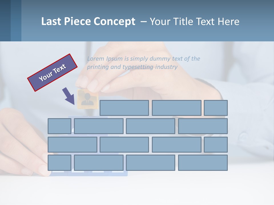 A Person Placing A Piece Of Blue Block On Top Of A Pyramid PowerPoint Template