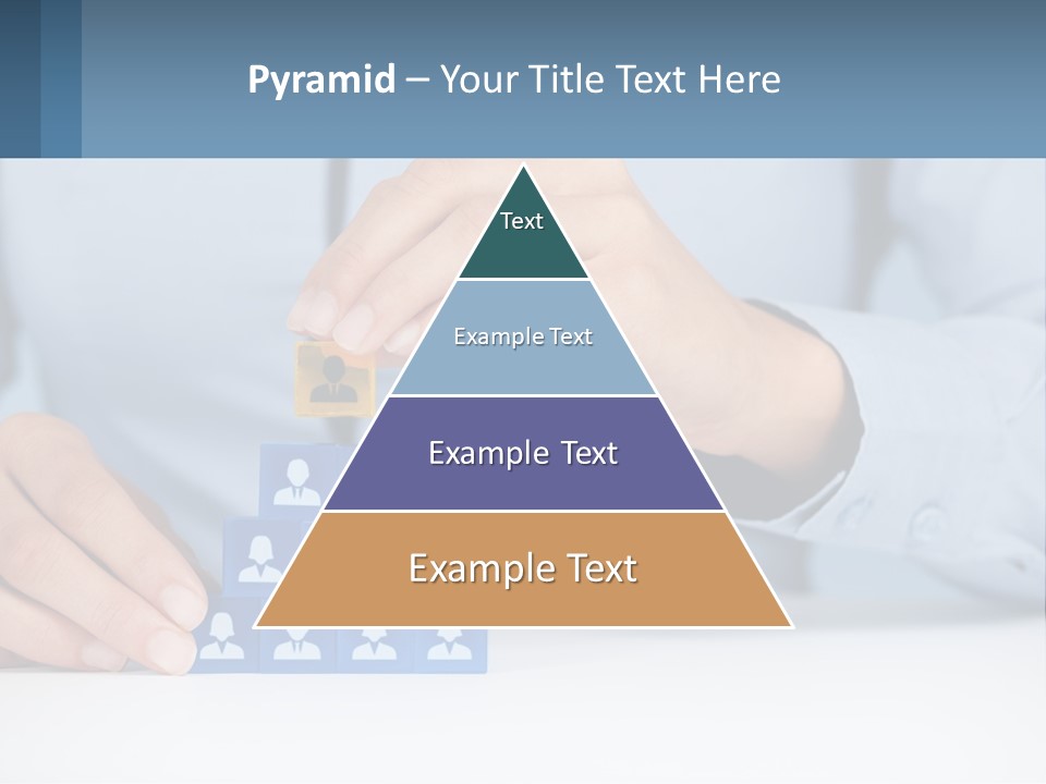 A Person Placing A Piece Of Blue Block On Top Of A Pyramid PowerPoint Template