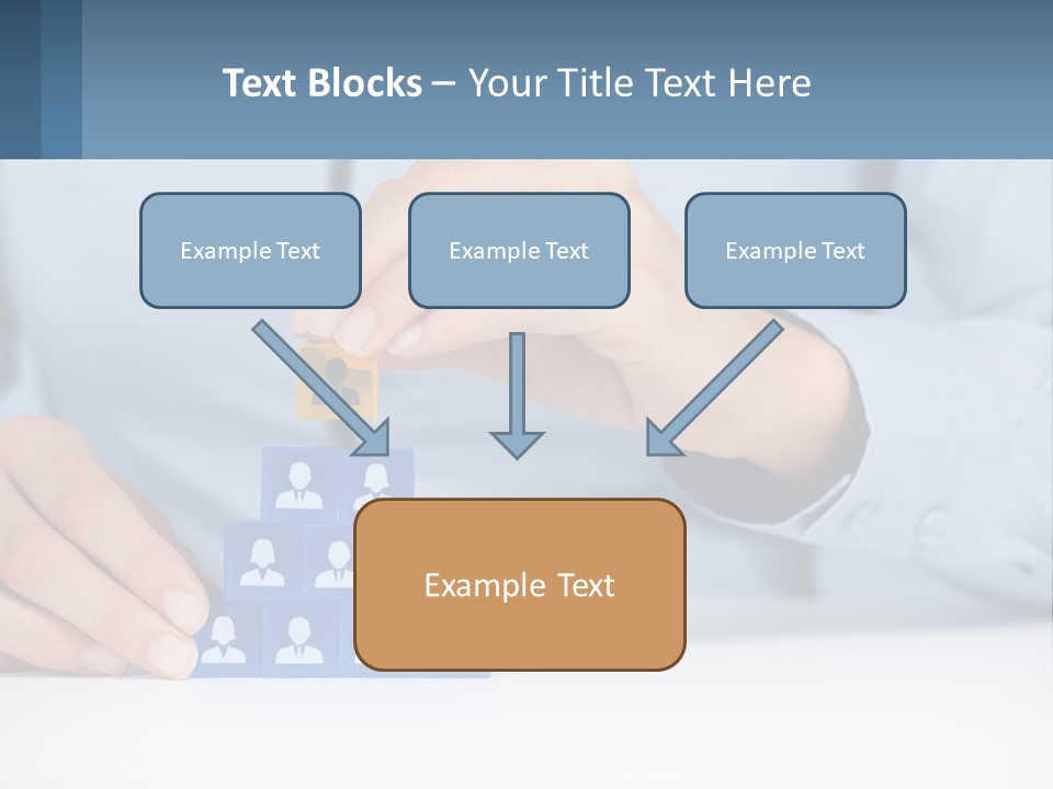 A Person Placing A Piece Of Blue Block On Top Of A Pyramid PowerPoint Template