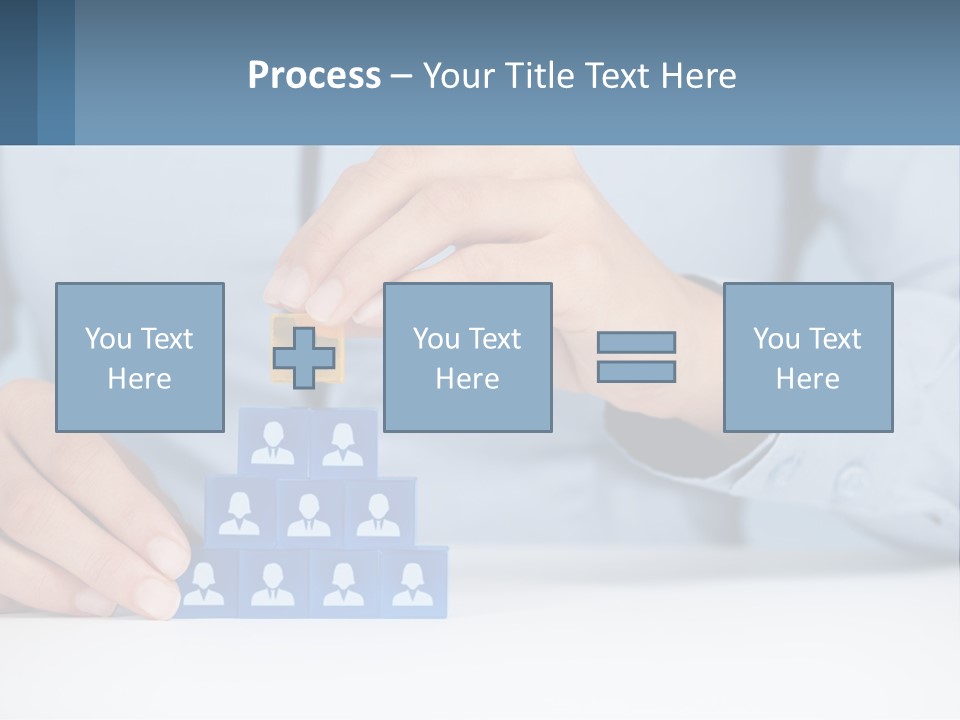 A Person Placing A Piece Of Blue Block On Top Of A Pyramid PowerPoint Template