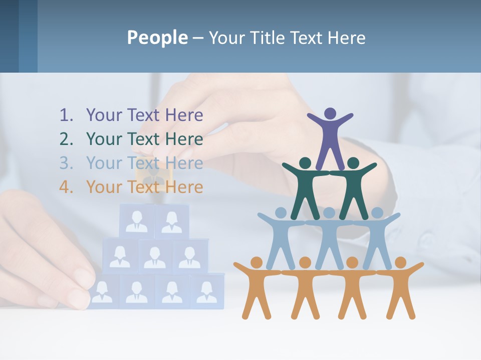 A Person Placing A Piece Of Blue Block On Top Of A Pyramid PowerPoint Template