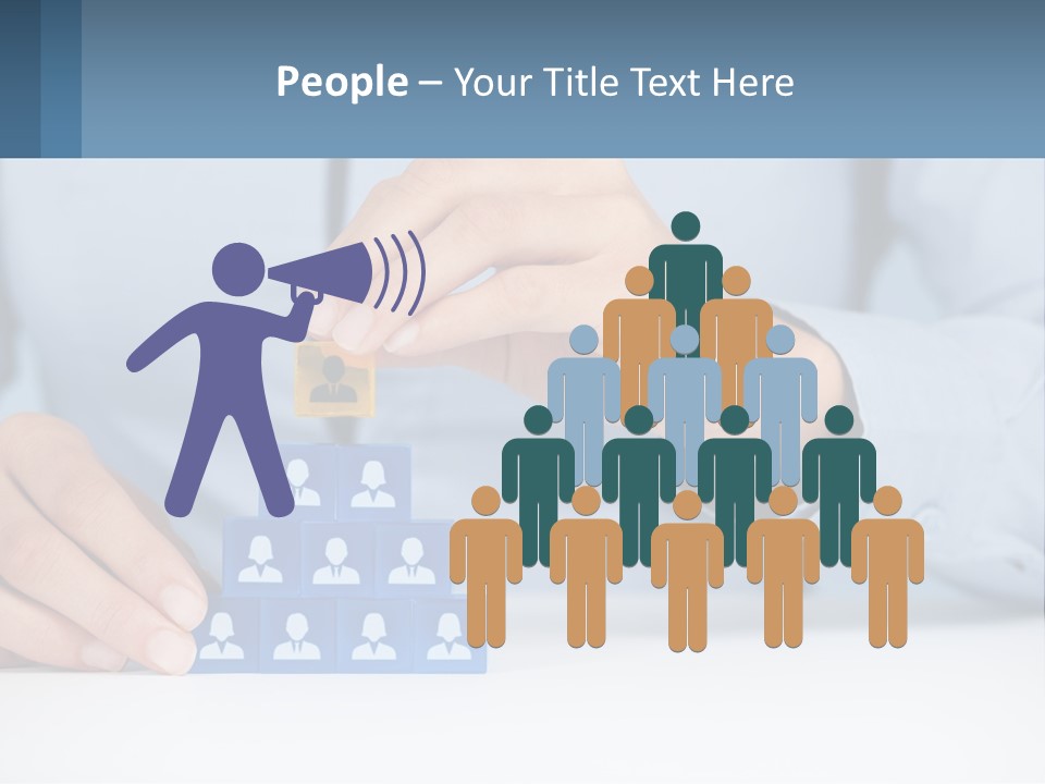 A Person Placing A Piece Of Blue Block On Top Of A Pyramid PowerPoint Template