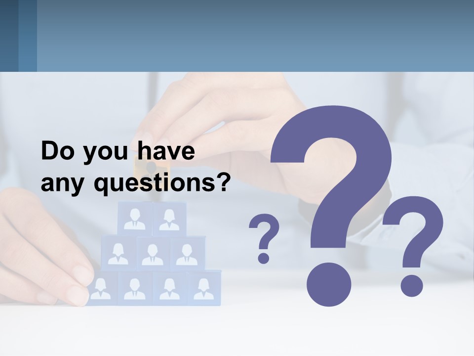 A Person Placing A Piece Of Blue Block On Top Of A Pyramid PowerPoint Template