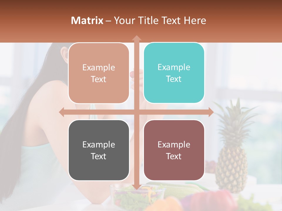 A Woman Sitting At A Table With A Bowl Of Fruit PowerPoint Template