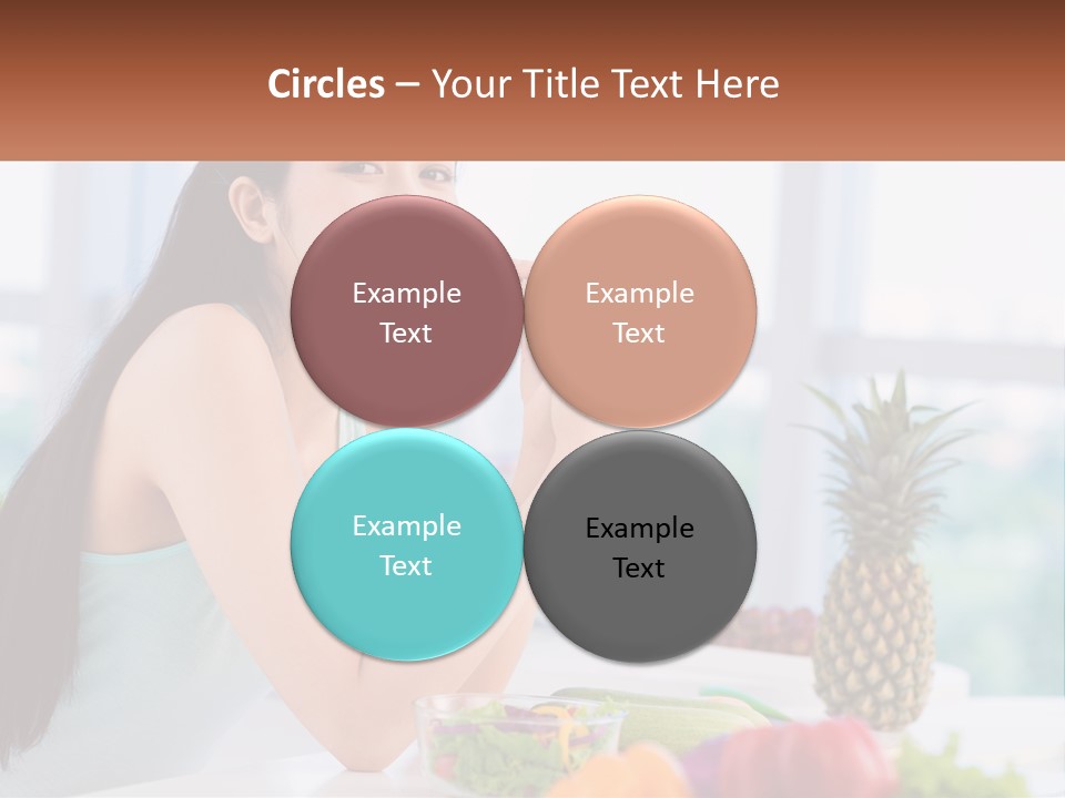 A Woman Sitting At A Table With A Bowl Of Fruit PowerPoint Template