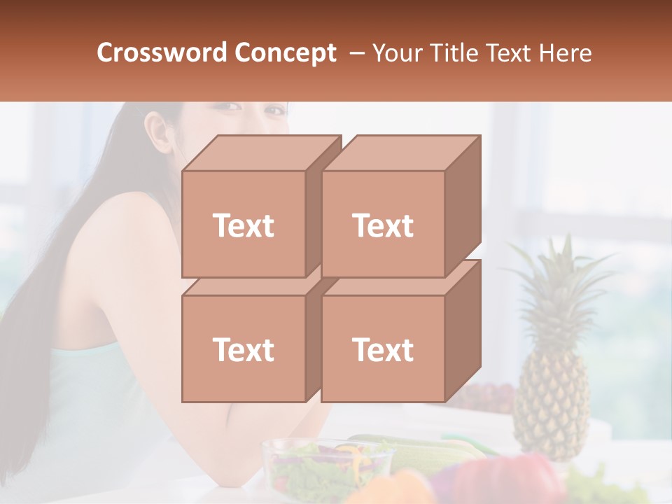 A Woman Sitting At A Table With A Bowl Of Fruit PowerPoint Template