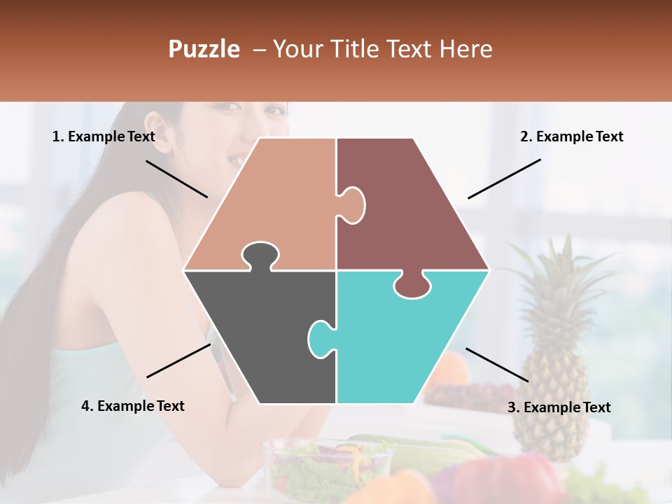 A Woman Sitting At A Table With A Bowl Of Fruit PowerPoint Template