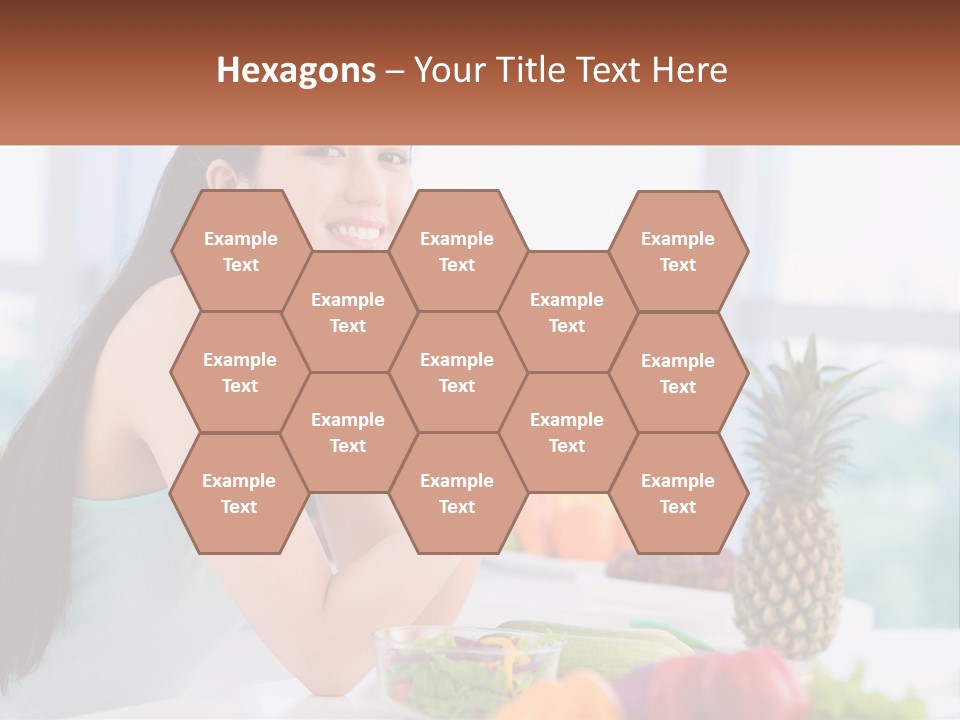 A Woman Sitting At A Table With A Bowl Of Fruit PowerPoint Template