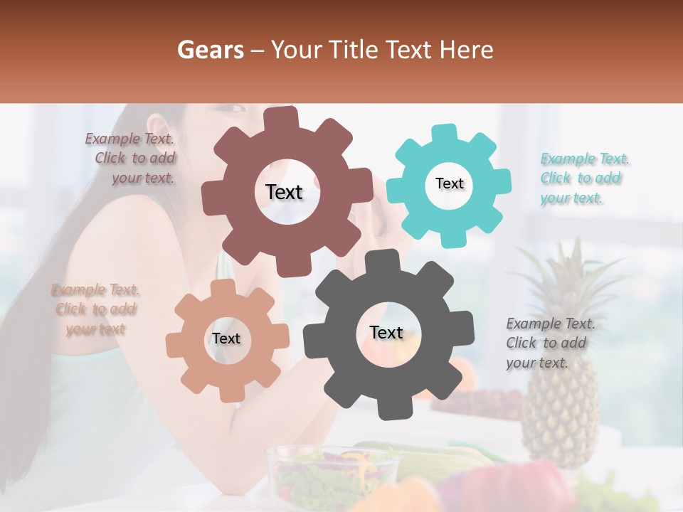 A Woman Sitting At A Table With A Bowl Of Fruit PowerPoint Template