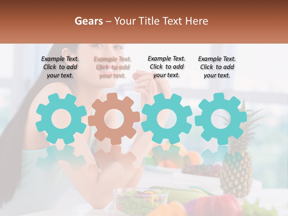 A Woman Sitting At A Table With A Bowl Of Fruit PowerPoint Template