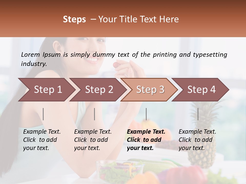 A Woman Sitting At A Table With A Bowl Of Fruit PowerPoint Template