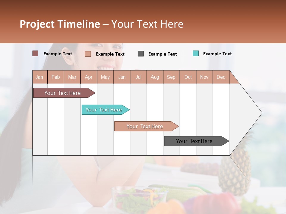A Woman Sitting At A Table With A Bowl Of Fruit PowerPoint Template