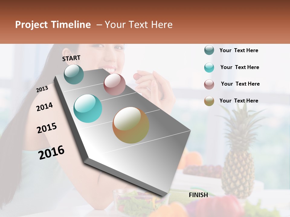 A Woman Sitting At A Table With A Bowl Of Fruit PowerPoint Template