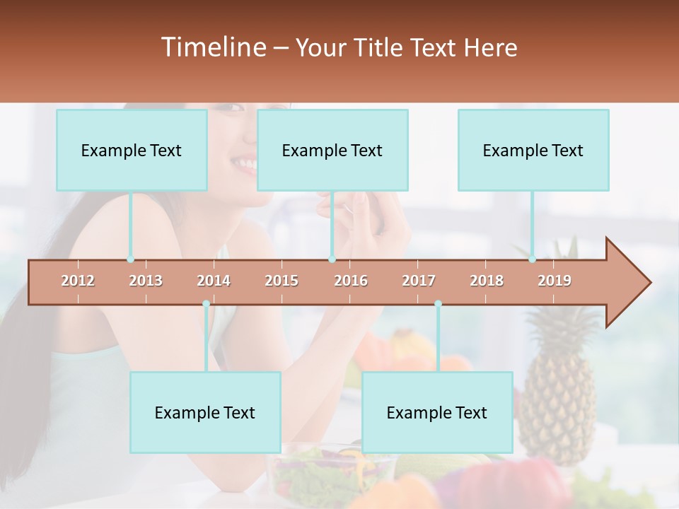 A Woman Sitting At A Table With A Bowl Of Fruit PowerPoint Template