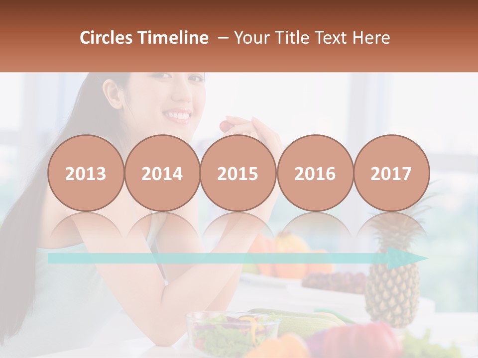 A Woman Sitting At A Table With A Bowl Of Fruit PowerPoint Template
