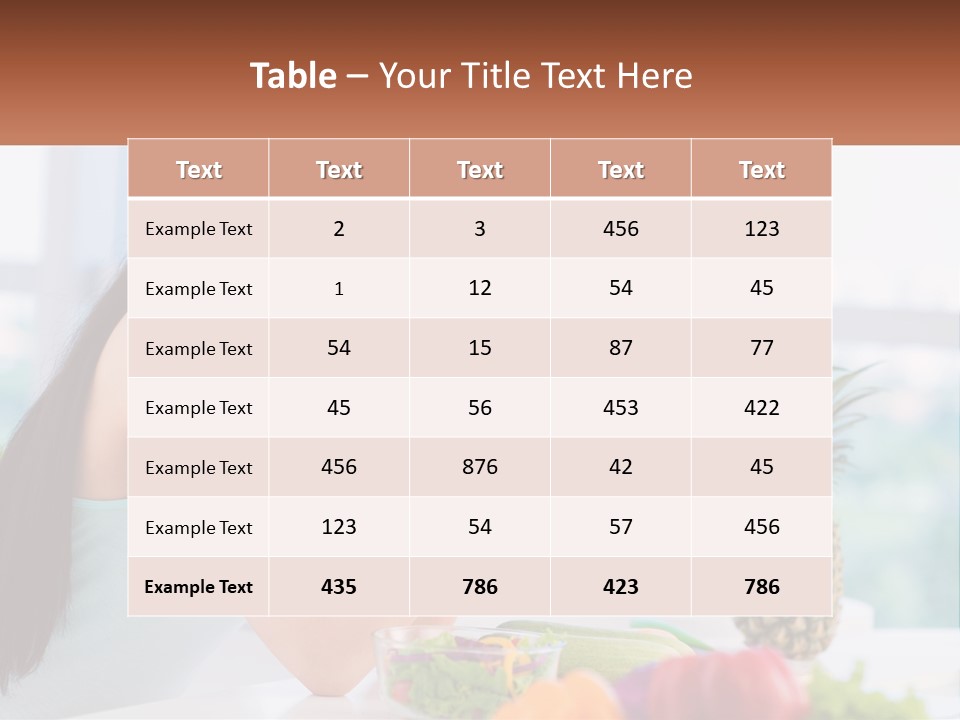 A Woman Sitting At A Table With A Bowl Of Fruit PowerPoint Template
