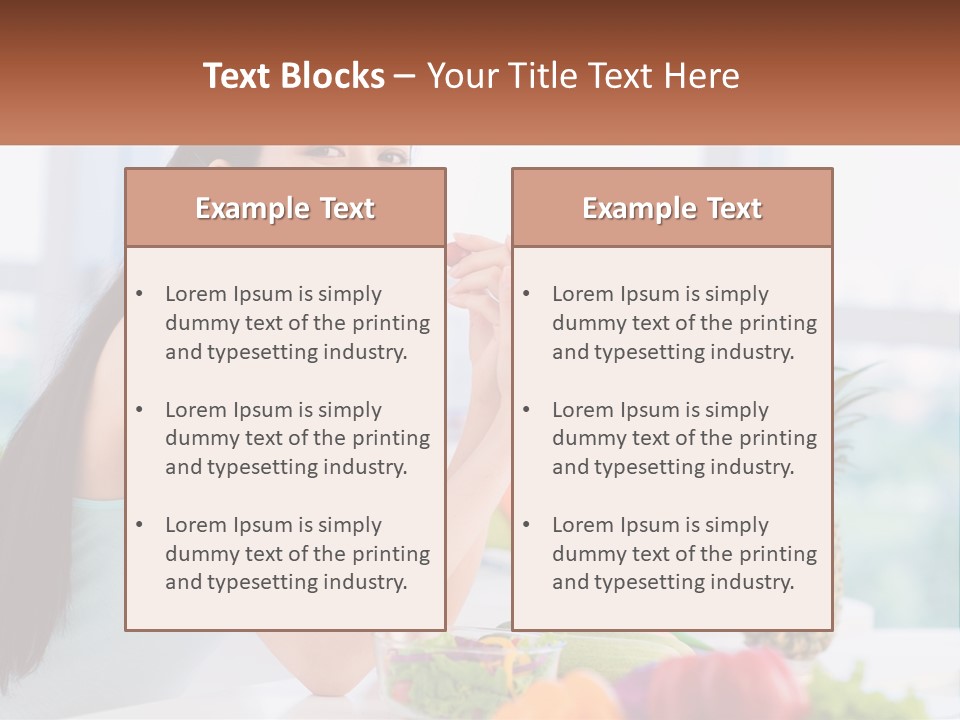 A Woman Sitting At A Table With A Bowl Of Fruit PowerPoint Template