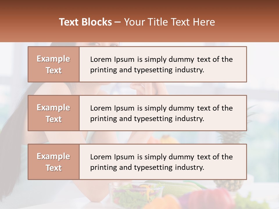 A Woman Sitting At A Table With A Bowl Of Fruit PowerPoint Template