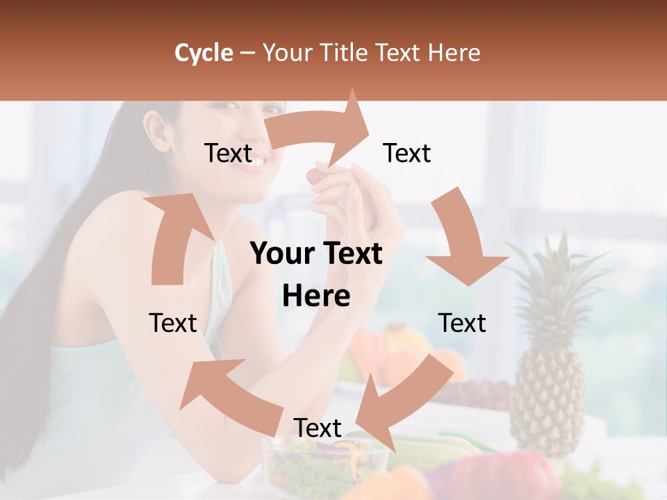 A Woman Sitting At A Table With A Bowl Of Fruit PowerPoint Template