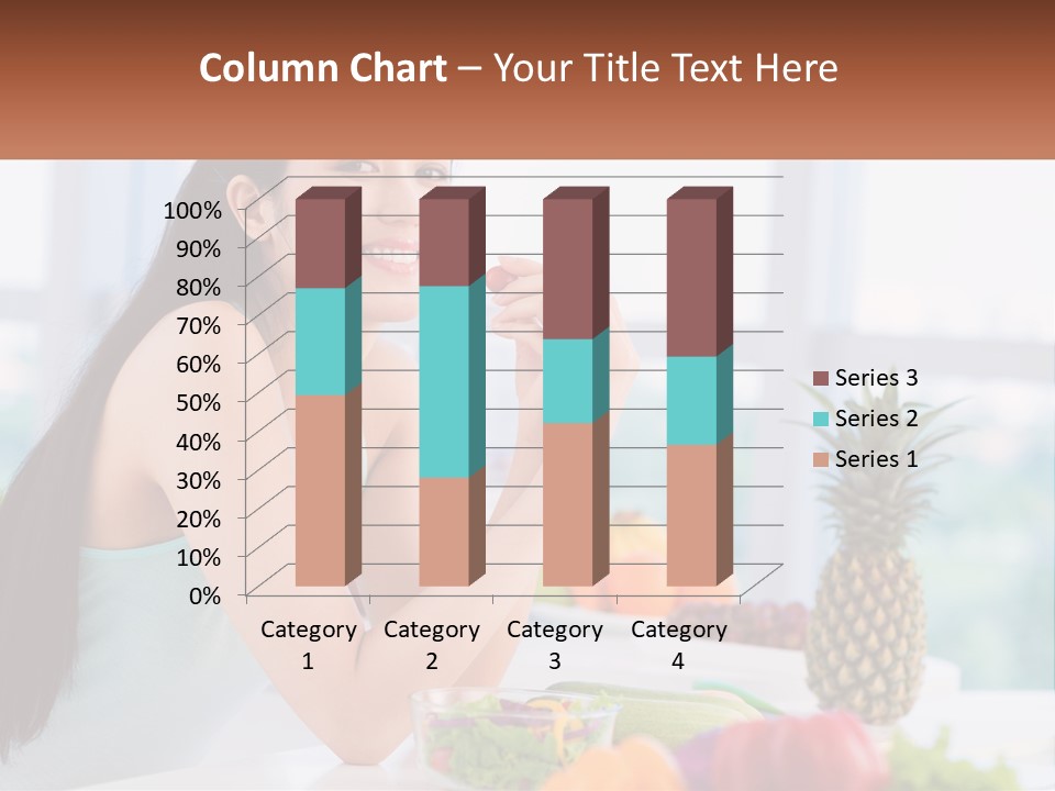 A Woman Sitting At A Table With A Bowl Of Fruit PowerPoint Template