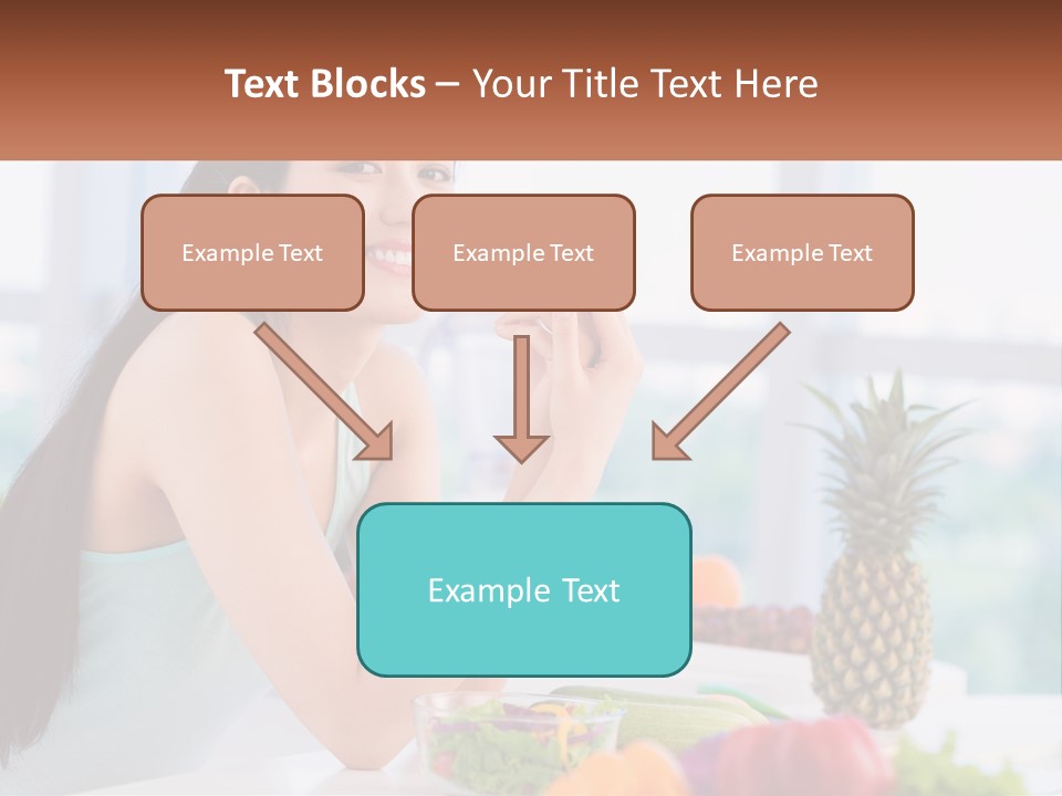 A Woman Sitting At A Table With A Bowl Of Fruit PowerPoint Template