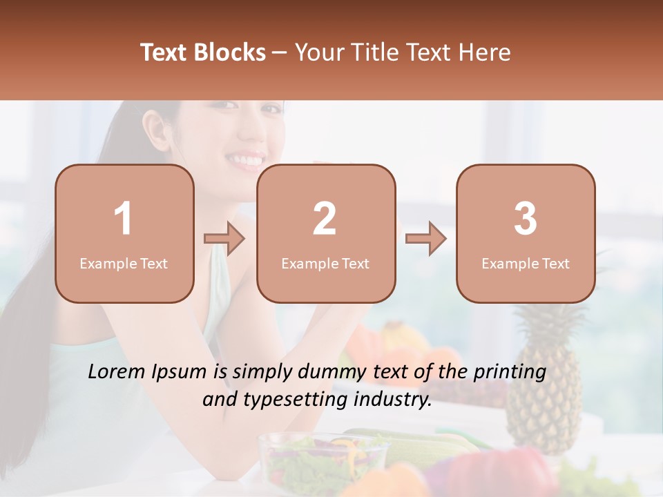 A Woman Sitting At A Table With A Bowl Of Fruit PowerPoint Template