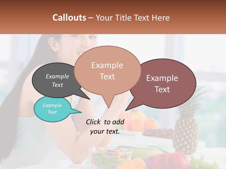 A Woman Sitting At A Table With A Bowl Of Fruit PowerPoint Template