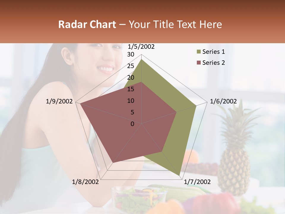 A Woman Sitting At A Table With A Bowl Of Fruit PowerPoint Template