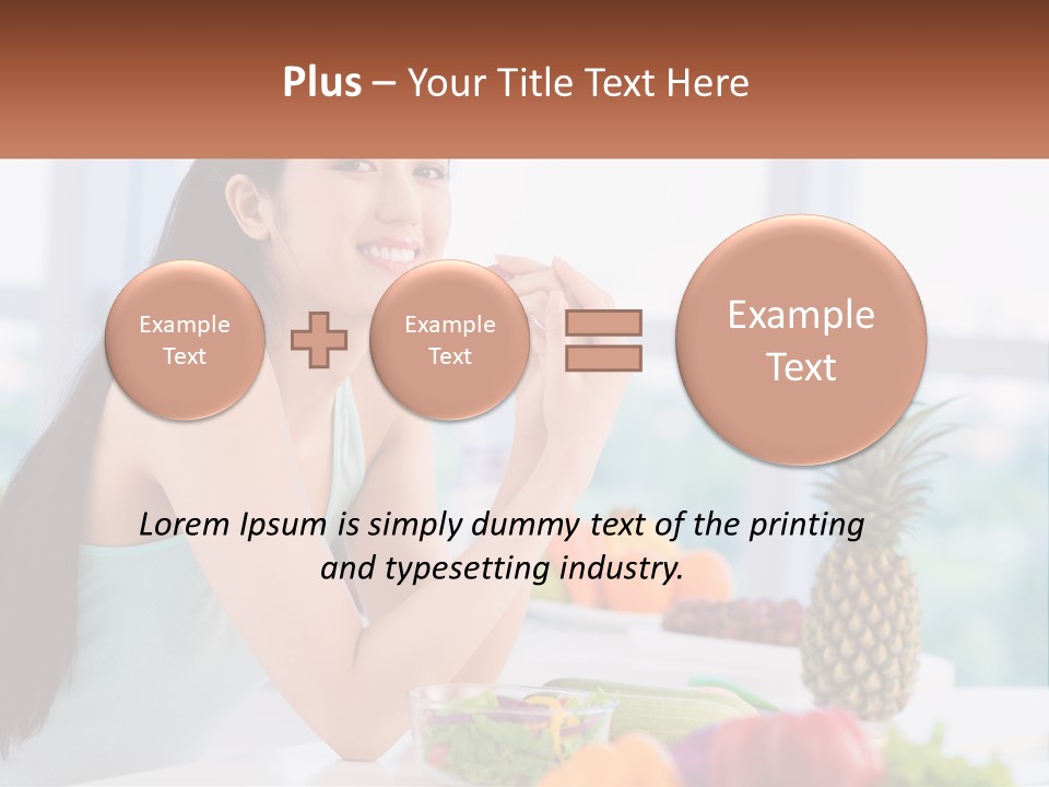 A Woman Sitting At A Table With A Bowl Of Fruit PowerPoint Template