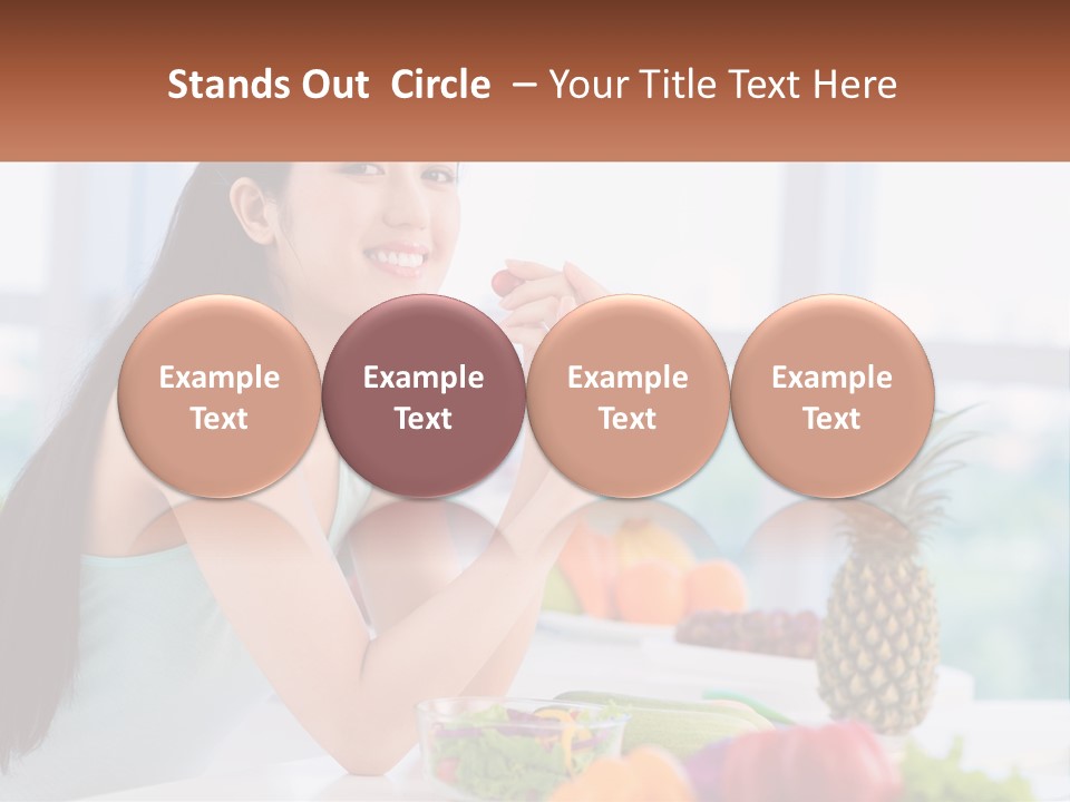 A Woman Sitting At A Table With A Bowl Of Fruit PowerPoint Template