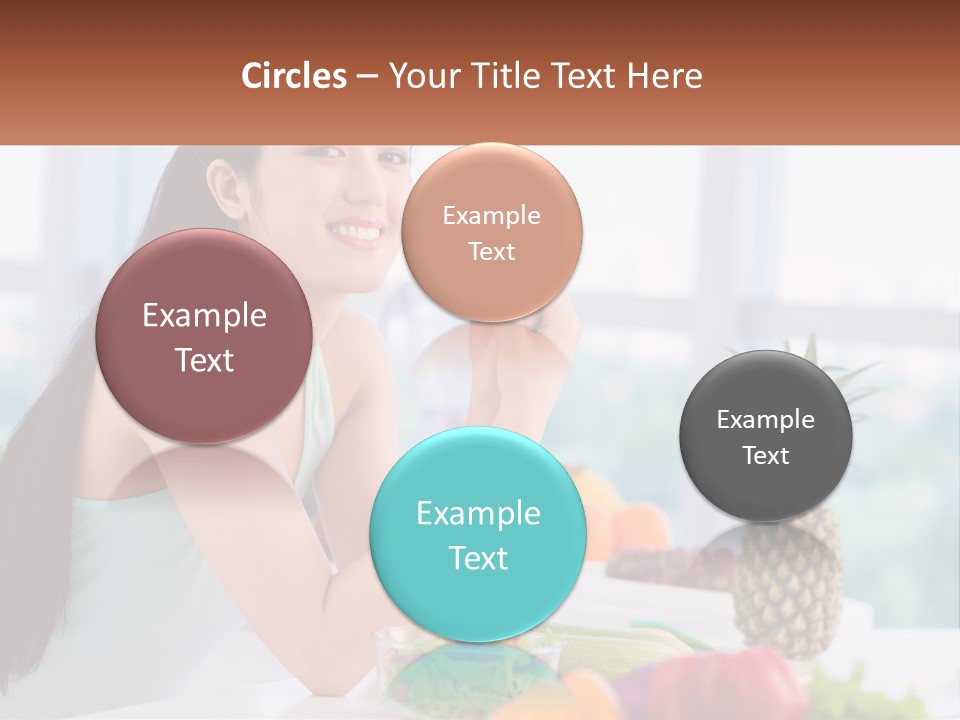 A Woman Sitting At A Table With A Bowl Of Fruit PowerPoint Template