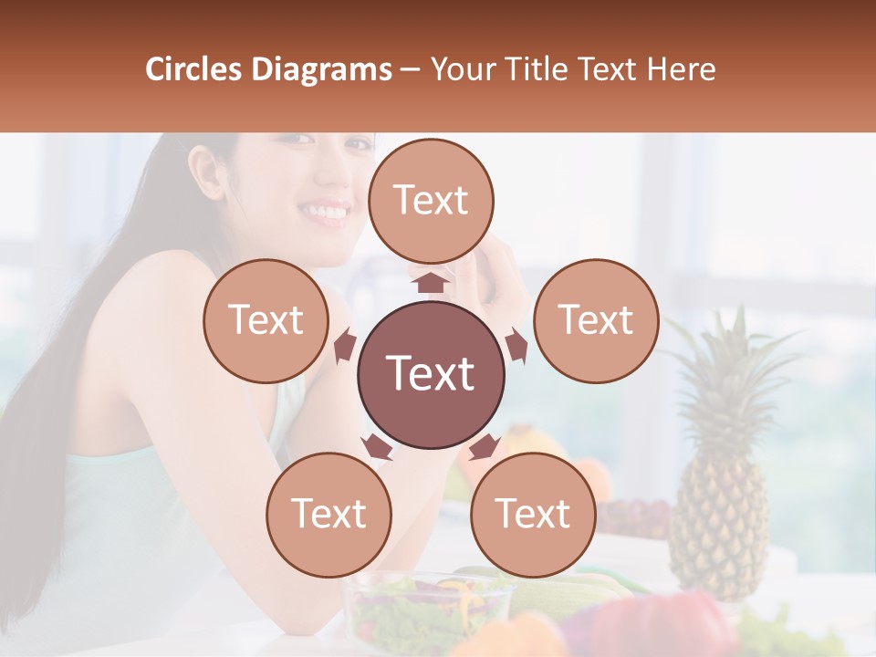 A Woman Sitting At A Table With A Bowl Of Fruit PowerPoint Template