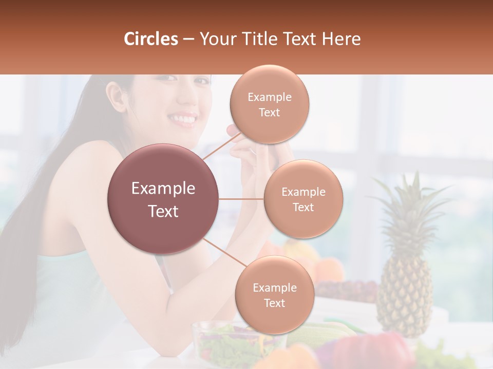 A Woman Sitting At A Table With A Bowl Of Fruit PowerPoint Template