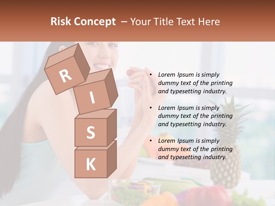 A Woman Sitting At A Table With A Bowl Of Fruit PowerPoint Template