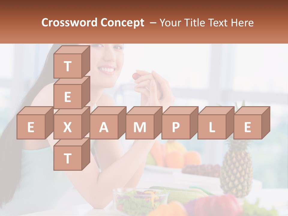 A Woman Sitting At A Table With A Bowl Of Fruit PowerPoint Template