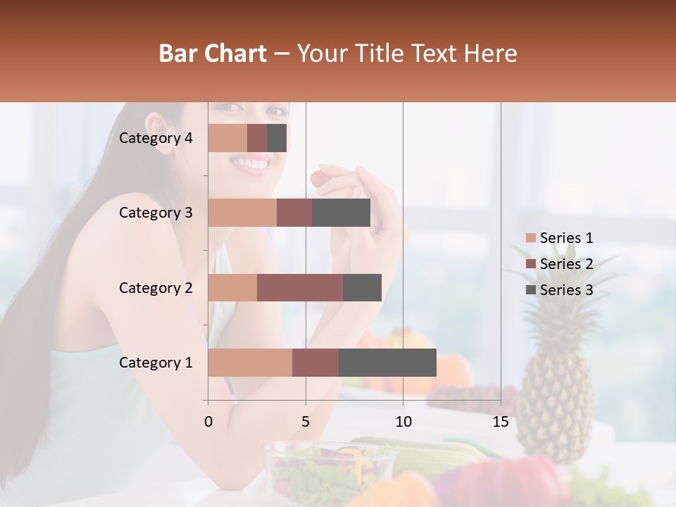 A Woman Sitting At A Table With A Bowl Of Fruit PowerPoint Template