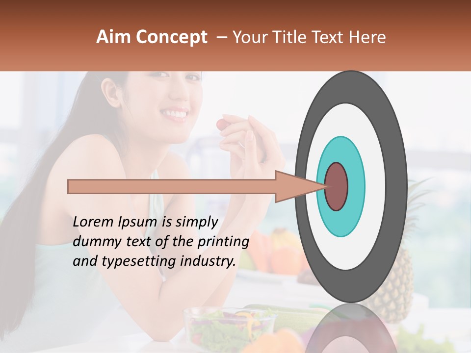 A Woman Sitting At A Table With A Bowl Of Fruit PowerPoint Template