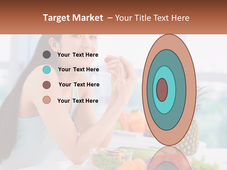 A Woman Sitting At A Table With A Bowl Of Fruit PowerPoint Template