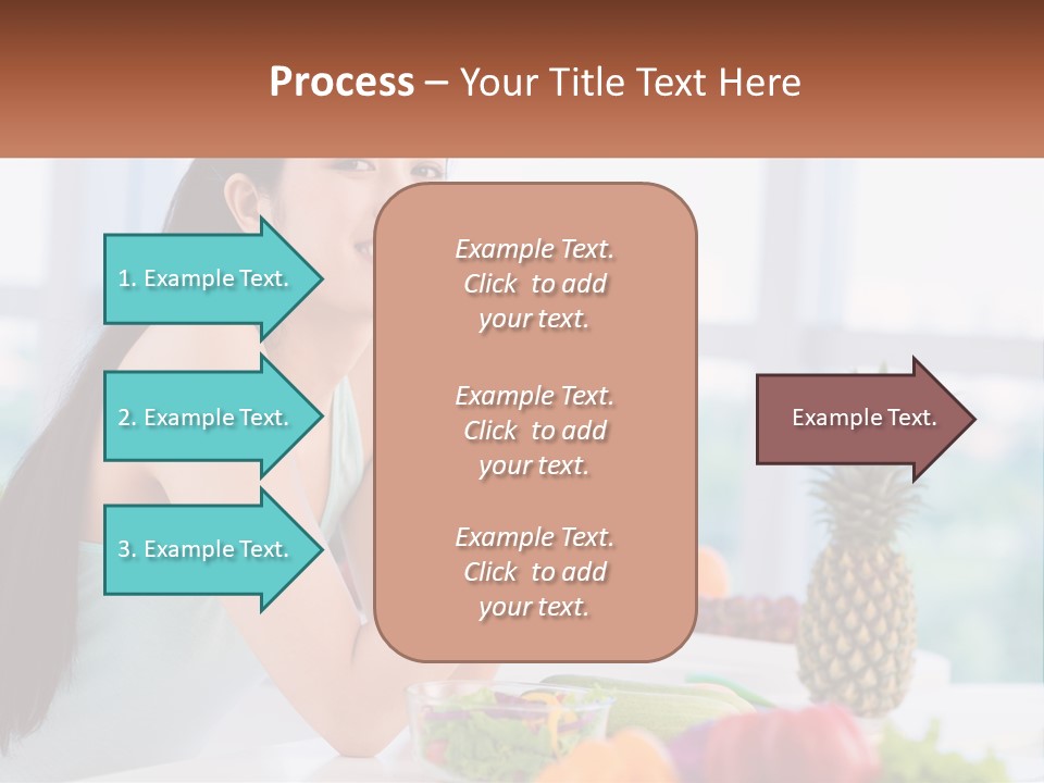 A Woman Sitting At A Table With A Bowl Of Fruit PowerPoint Template