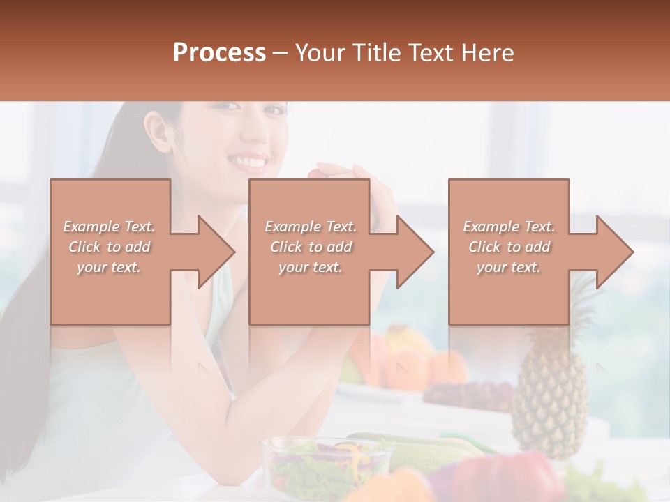 A Woman Sitting At A Table With A Bowl Of Fruit PowerPoint Template
