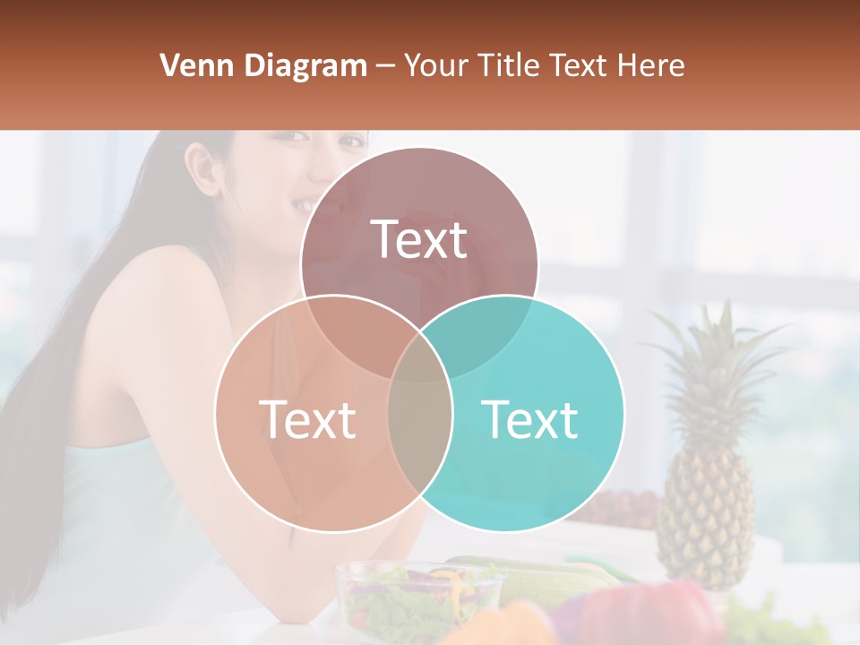 A Woman Sitting At A Table With A Bowl Of Fruit PowerPoint Template
